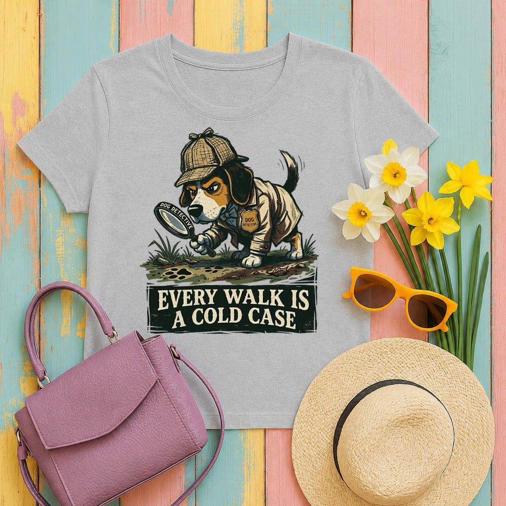 Beagle Detective 'Cold Case' T-Shirt in Sport Grey