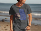 Dark gray t-shirt with a blue pug illustration and "Walking my Pug is my therapy." text.