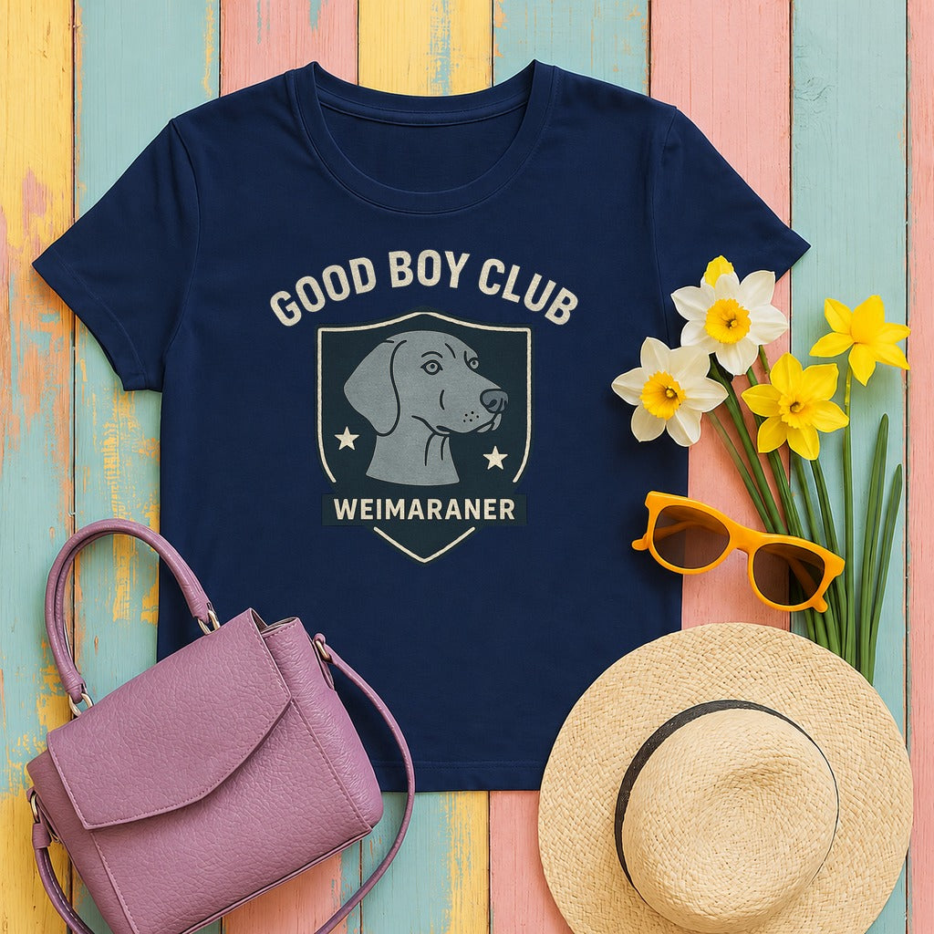 Weimaraner Good Boy Club Tee in Navy