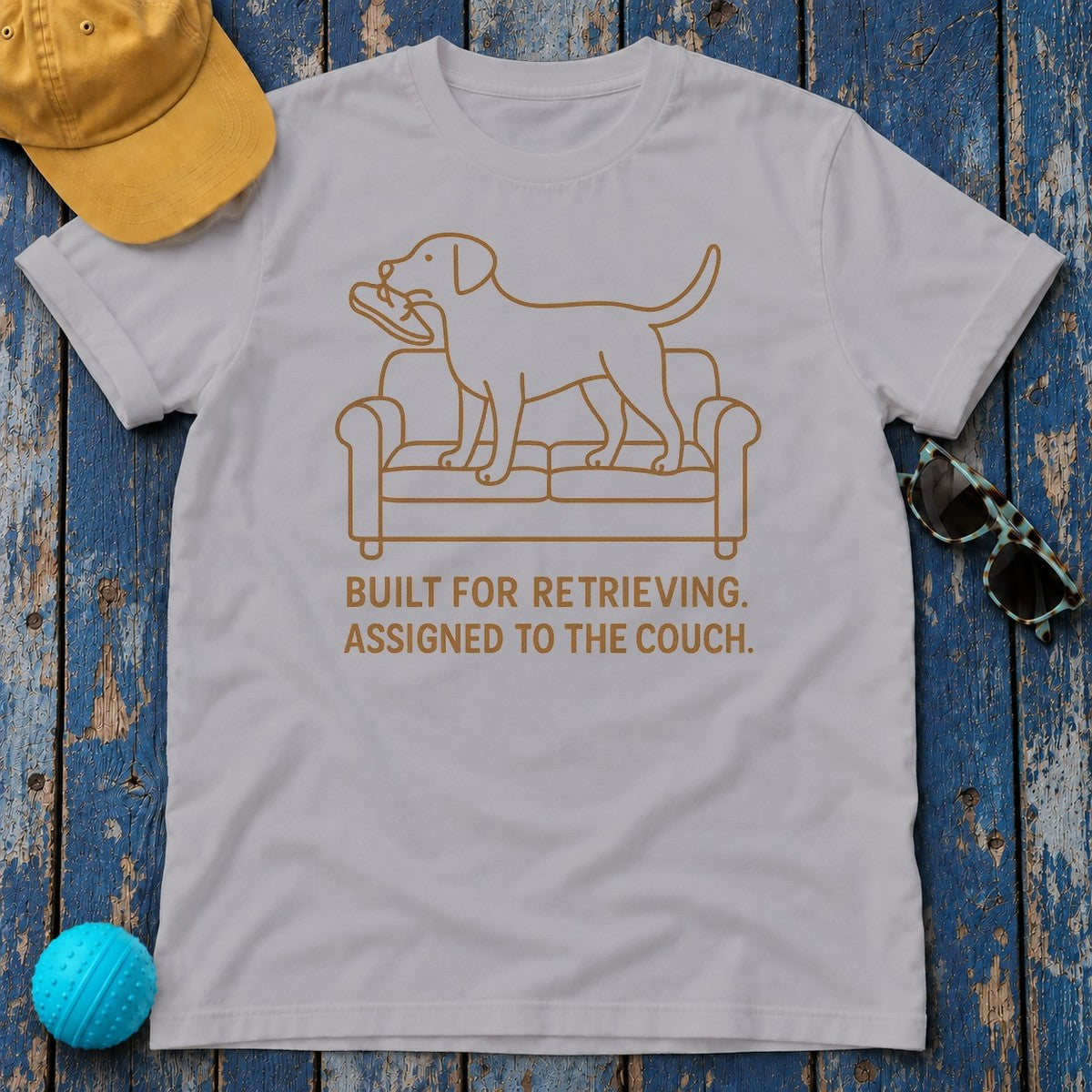 Yellow Lab Built For Retrieving Tee in Athletic Heather