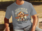 Grey t-shirt with Bracco Italiano dog wearing a detective hat, text "Every walk is an investigation".