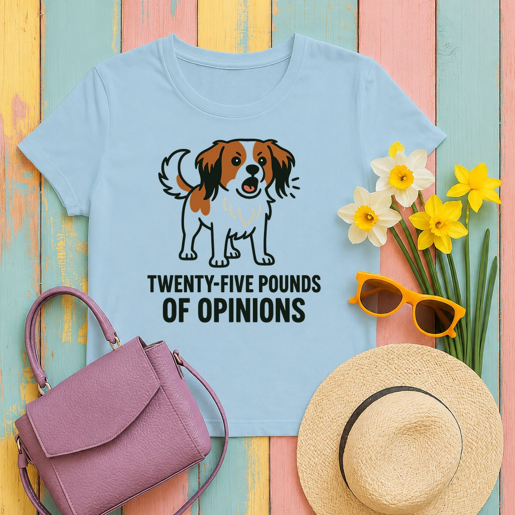 Kooikerhondje Twenty-Five Pounds Of Opinions Tee in Light Blue