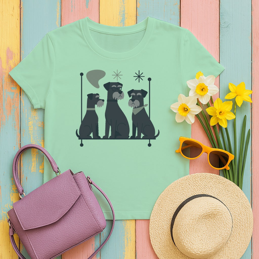 Mid-Century Schnauzer T-Shirt in Mint Green