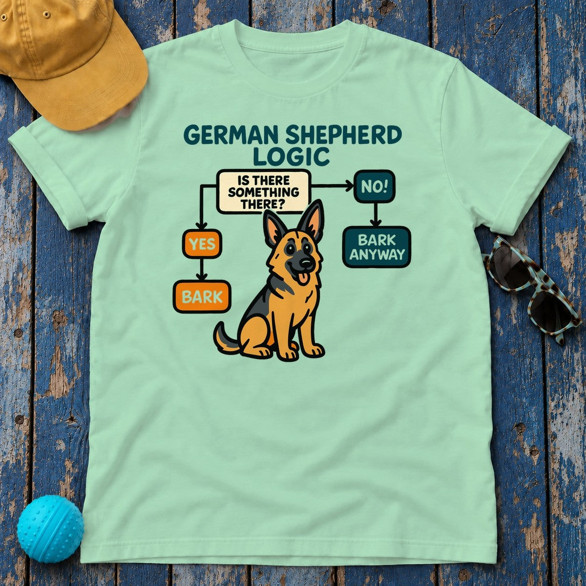 GSD Logic: Bark Anyway T-Shirt in Mint Green
