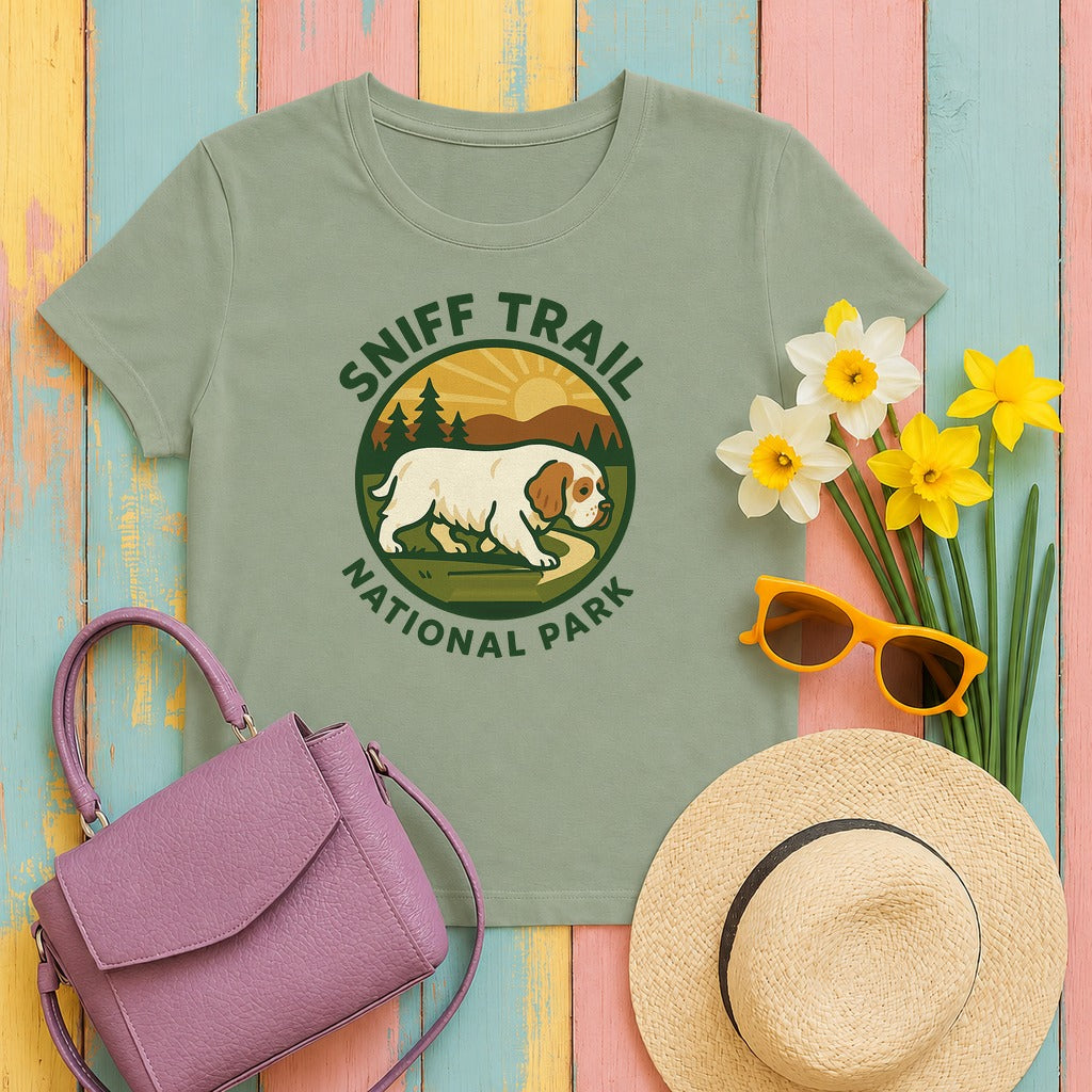 Clumber Sniff Trail National Park Tee in Sage