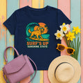 Surf's Up Sunshine State Golden Retriever Surfing T-Shirt in Navy