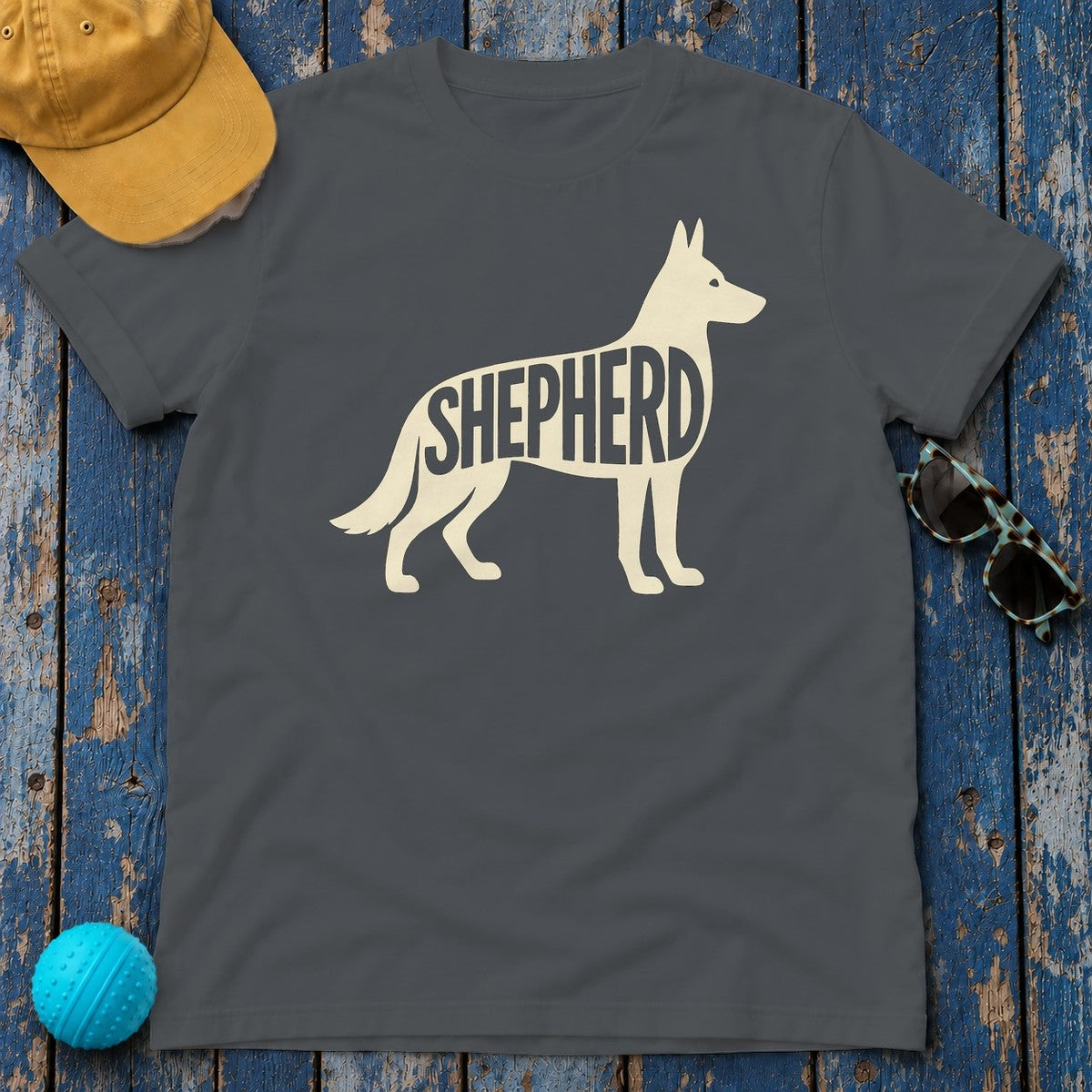 Elegant German Shepherd Silhouette T-Shirt in Charcoal