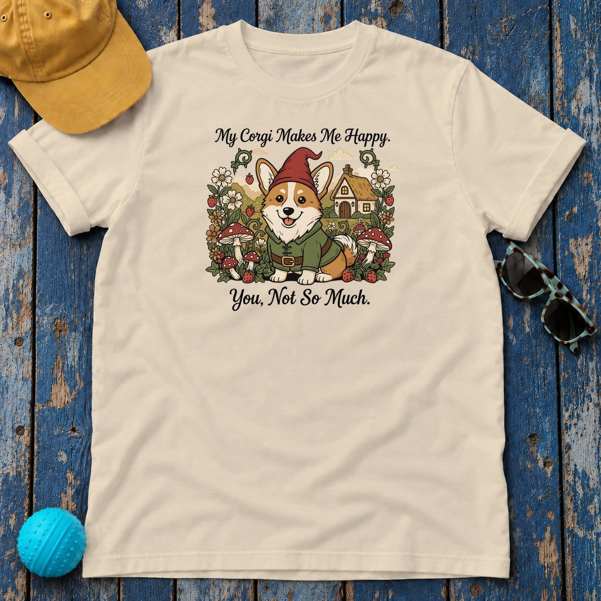 Corgi Gnome T-Shirt in Sand