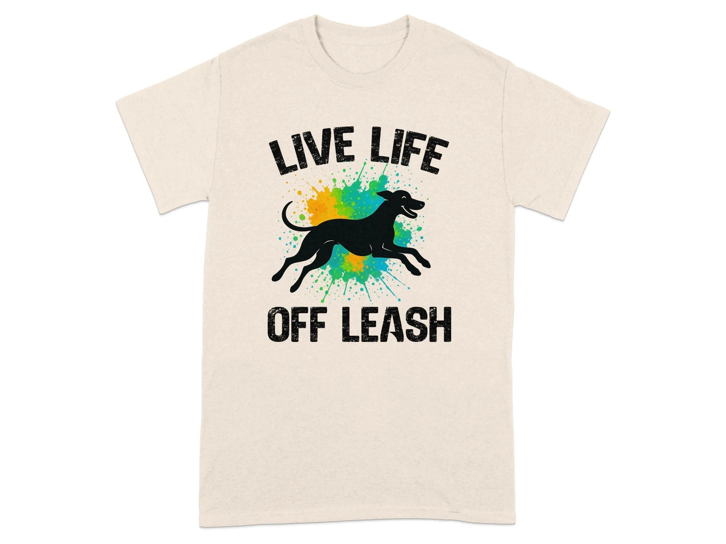Live Life Off Leash Running Dog Silhouette Graphic T-Shirt T-shirt