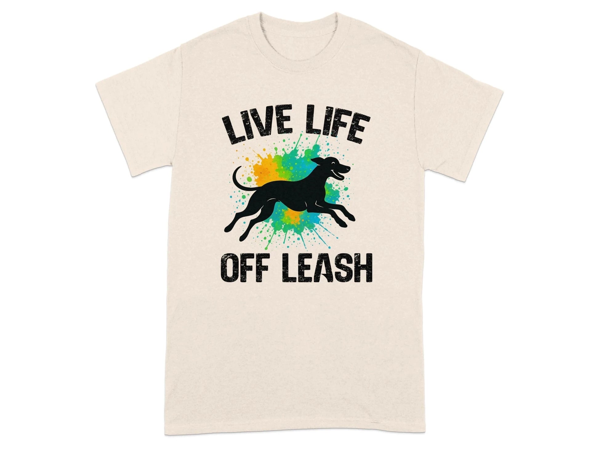Live Life Off Leash Running Dog Silhouette Graphic T-Shirt T-shirt