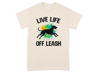 Live Life Off Leash Running Dog Silhouette Graphic T-Shirt T-shirt