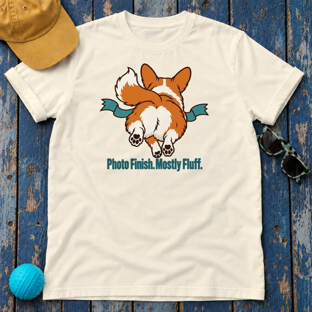 Photo Finish Mostly Fluff Corgi T-Shirt — Natural