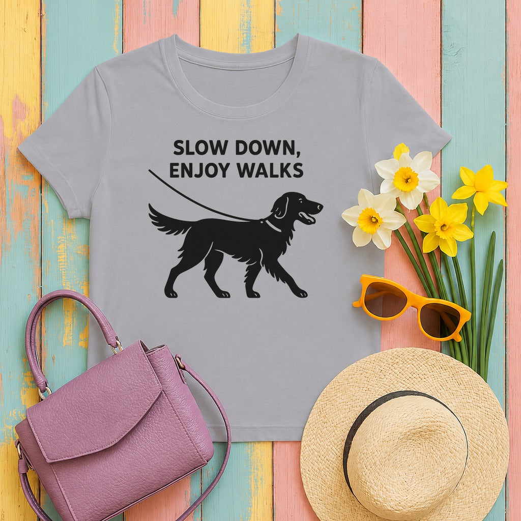 Flat-Coat Slow Down Enjoy Walks Tee in Athletic Heather