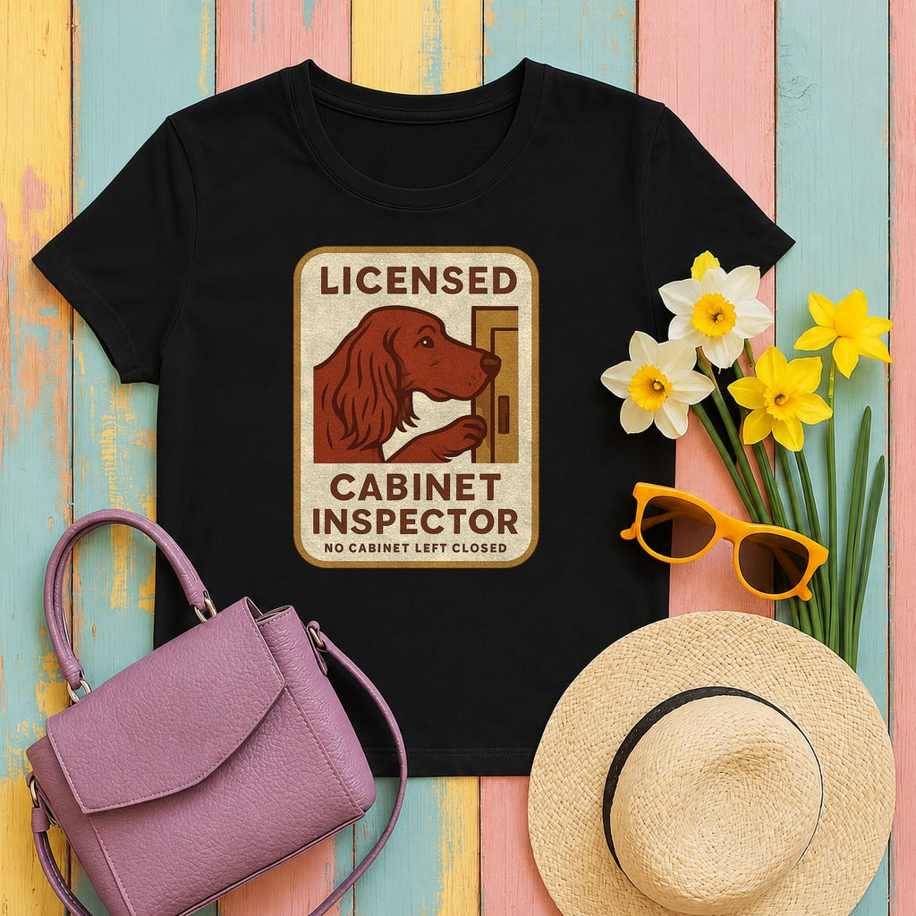 Irish Setter Licensed Cabinet Inspector T-shirt in Black