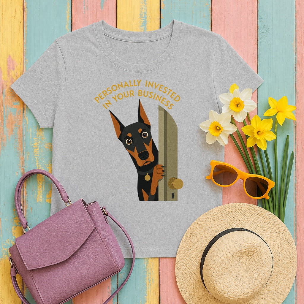 Personally Invested Doberman T-Shirt in Sport Grey
