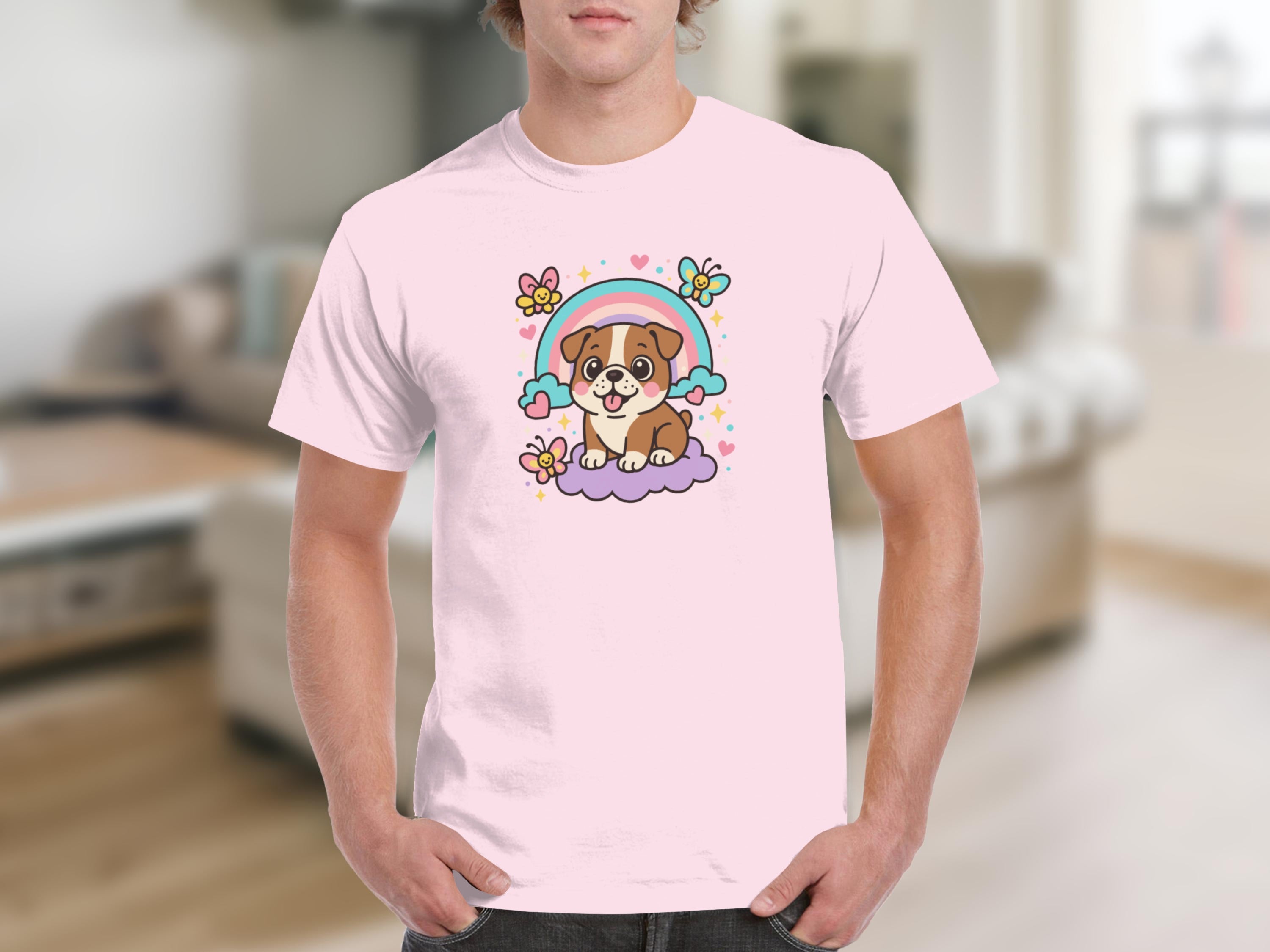Cute Puppy with Rainbows and Butterflies T-shirt