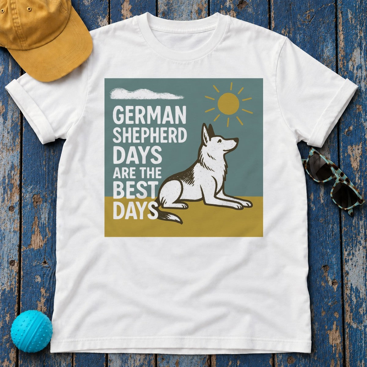 German Shepherd Days Premium Graphic T-Shirt in White