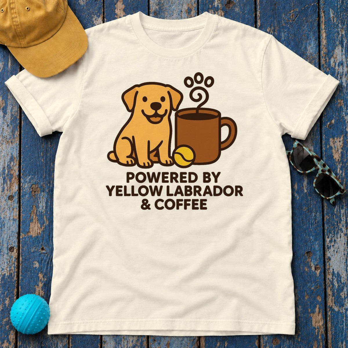 Lab & Coffee Fuel Dog Lover's T-Shirt in Natural