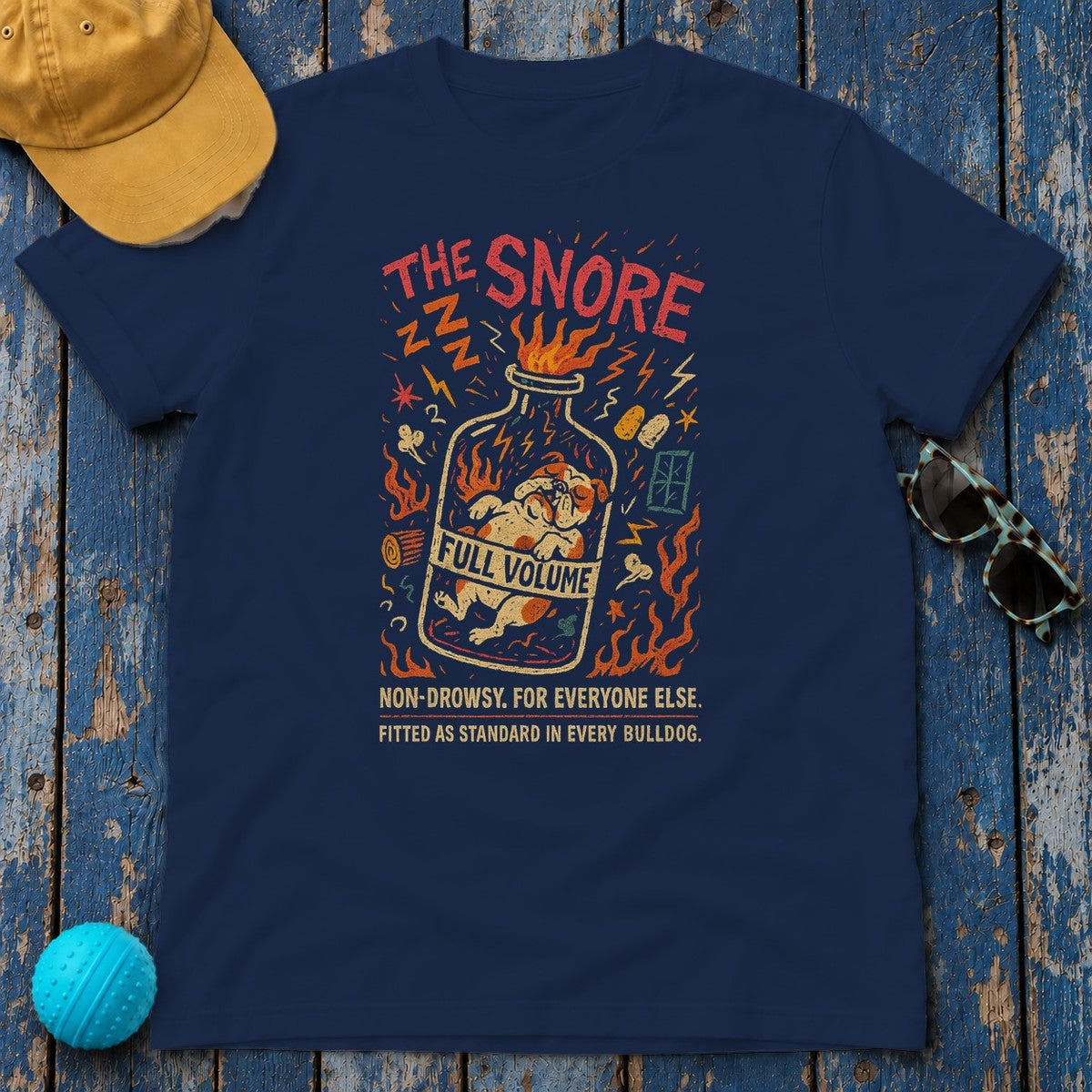 English Bulldog The Snore T-Shirt in Navy