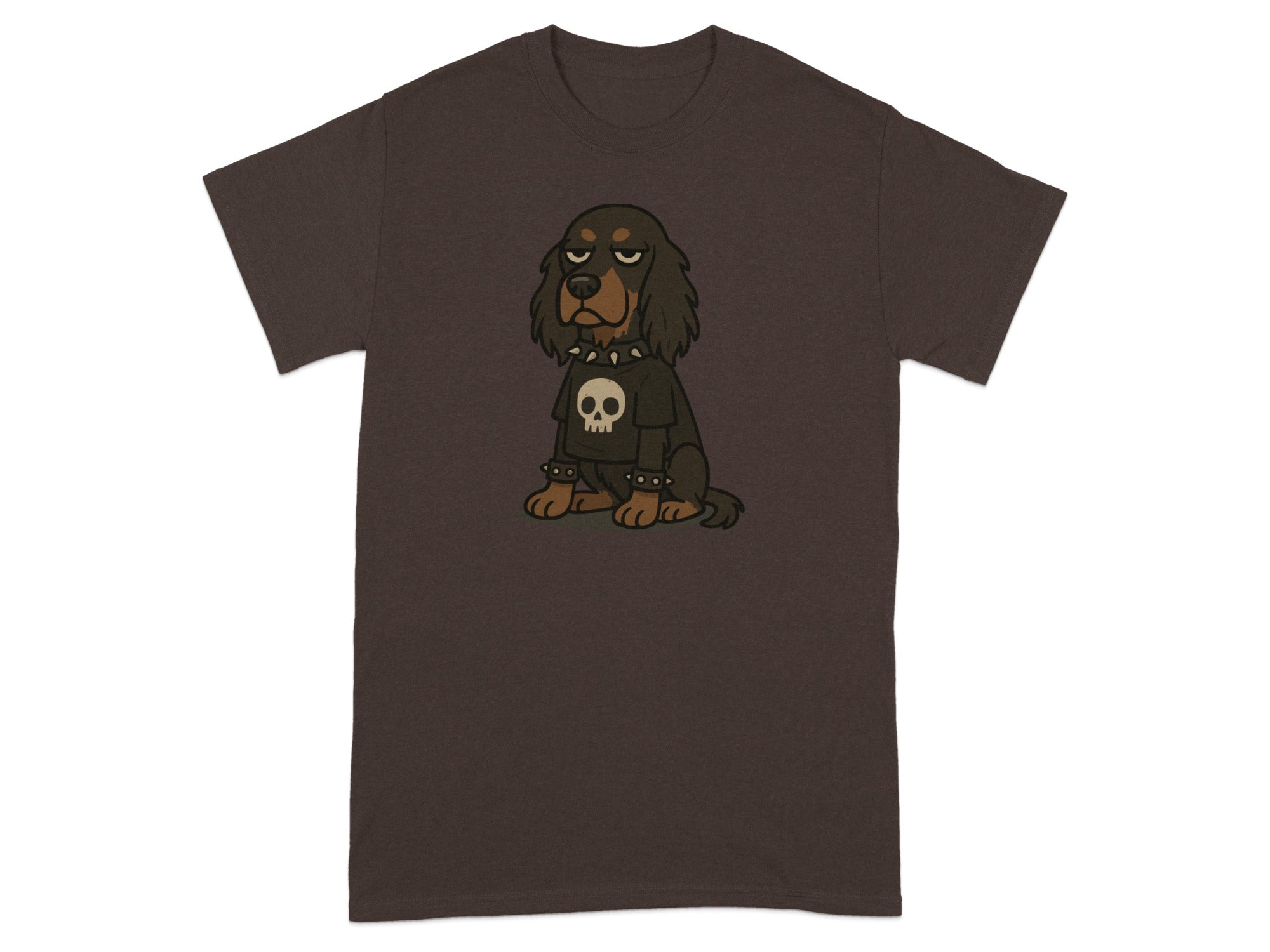 Grumpy Cartoon Dog with Skull Shirt Graphic T-Shirt