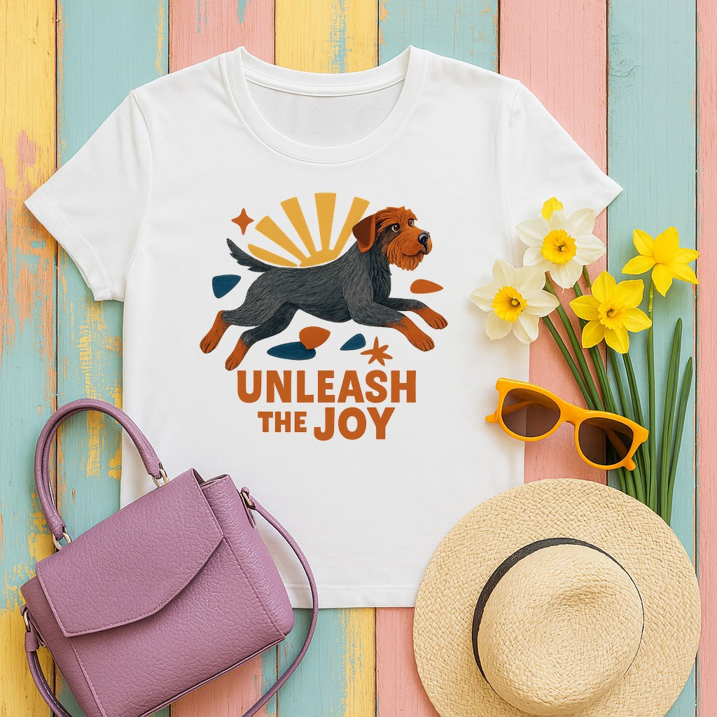 Wirehaired Pointing Griffon Unleash the Joy T-shirt in White