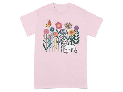 Colorful Garden Scene with Dog Graphic T-shirt product