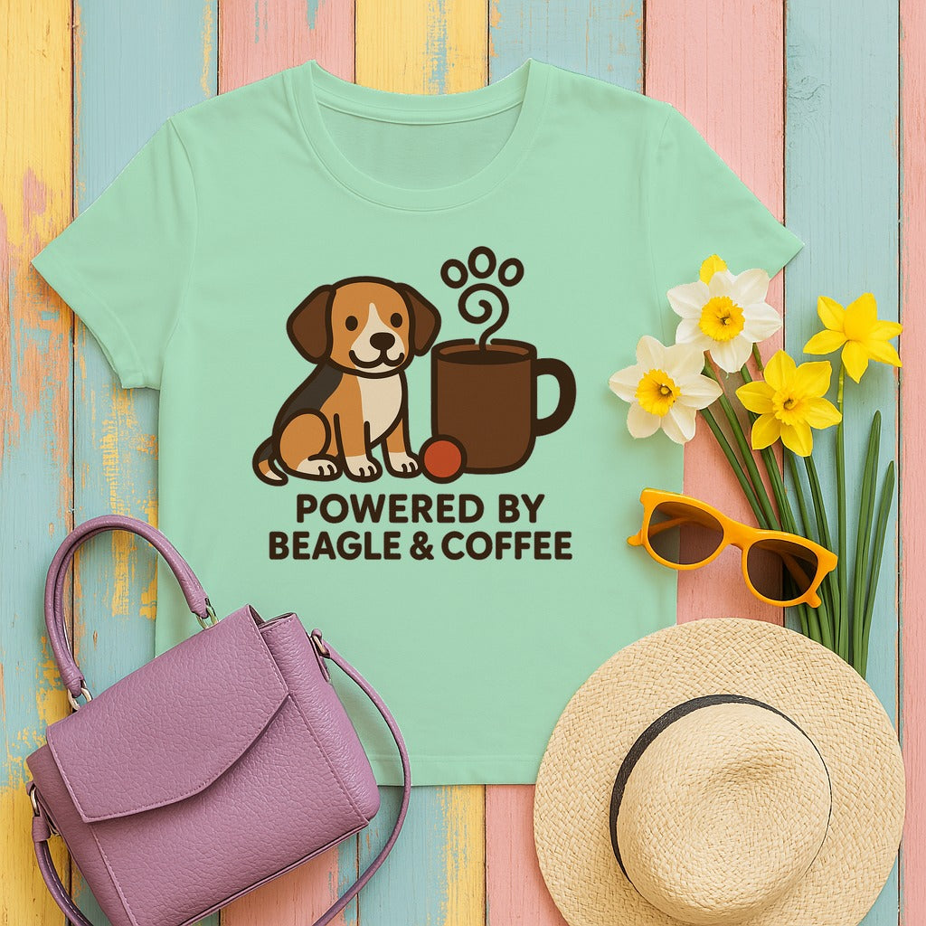 Powered By Beagle & Coffee Premium T-Shirt in Mint Green