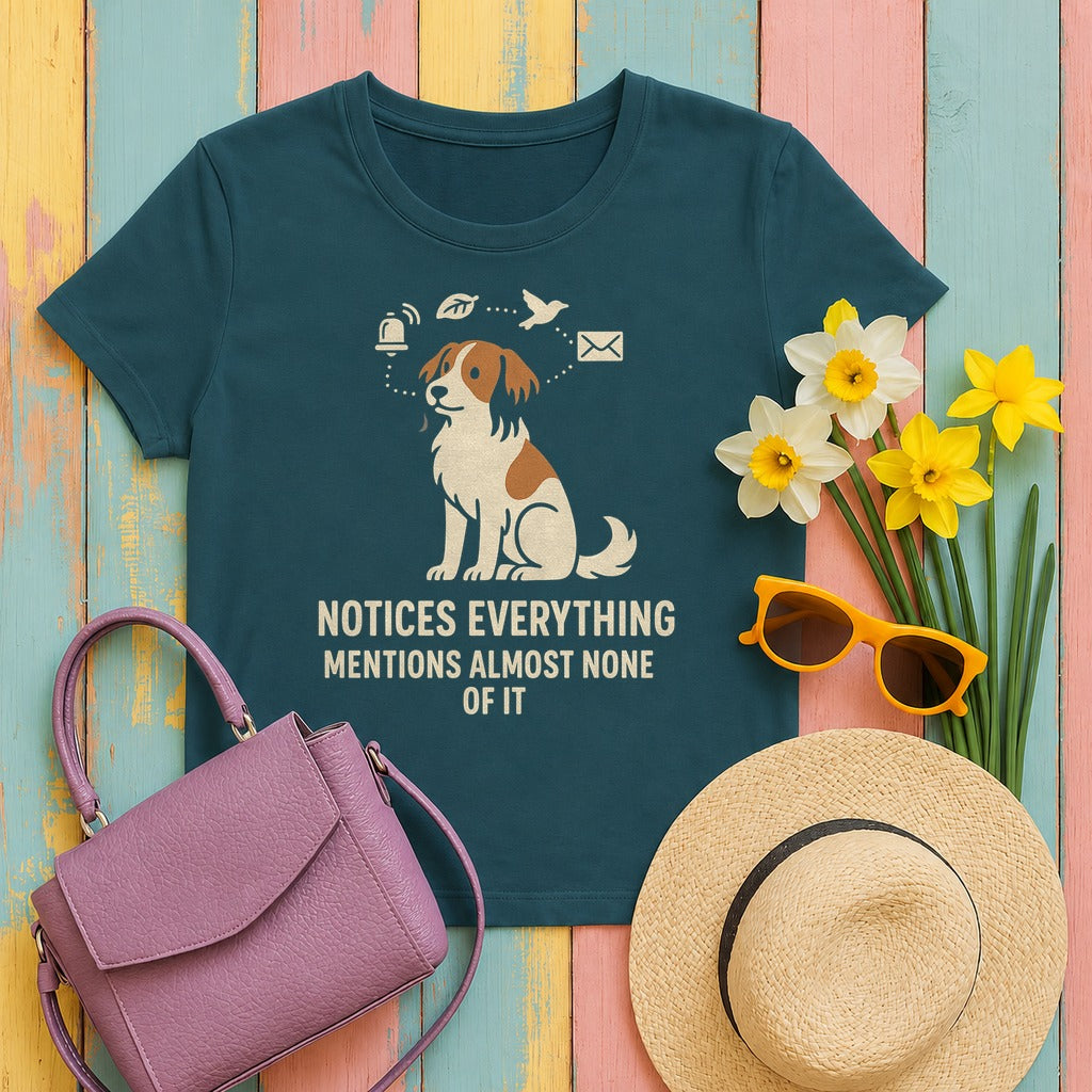 Kooikerhondje Notices Everything Tee in Heather Deep Teal