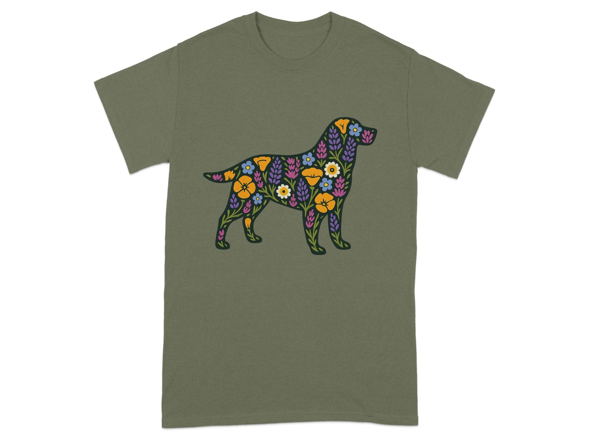 Colorful Floral Dog Print Graphic Tee product type