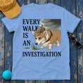 Every Walk Corgi Dog Detective T-Shirt in Carolina Blue