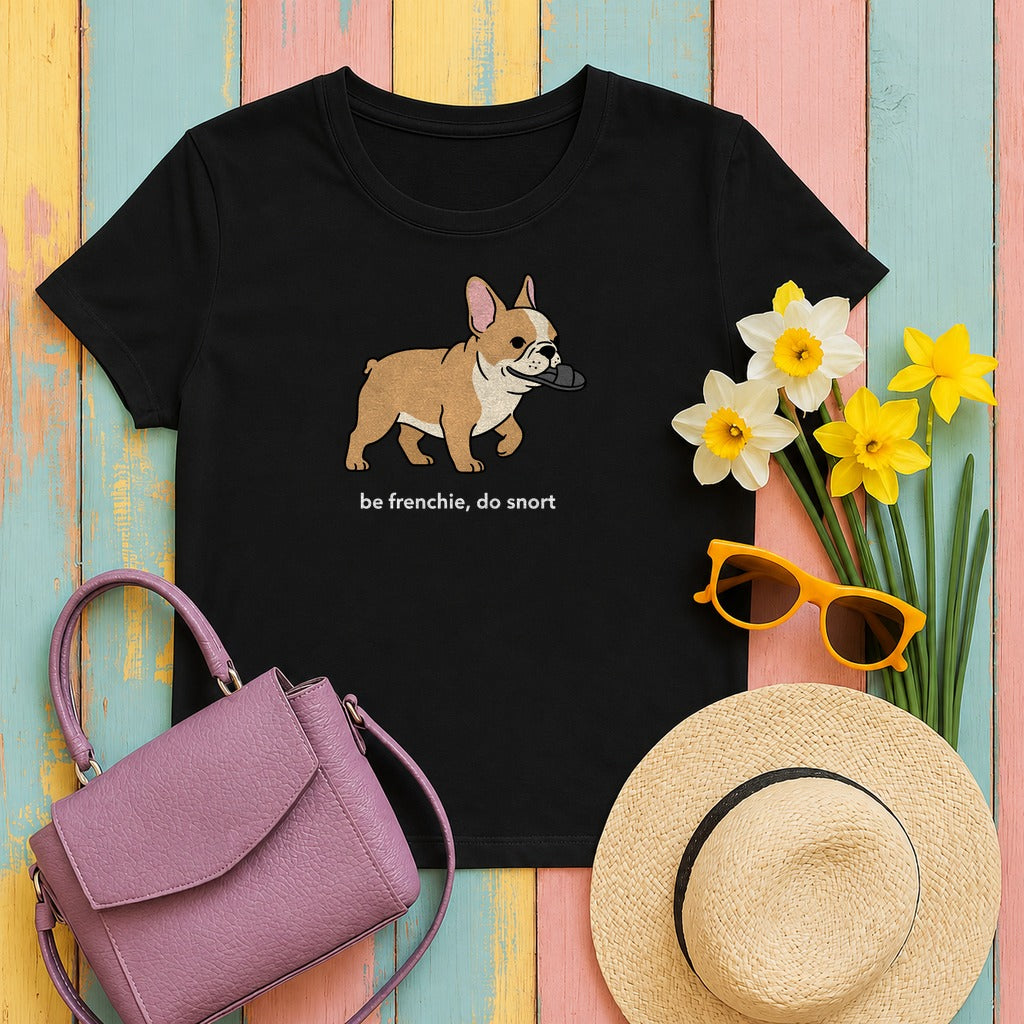 French Bulldog Frenchie Snort T-Shirt in Black