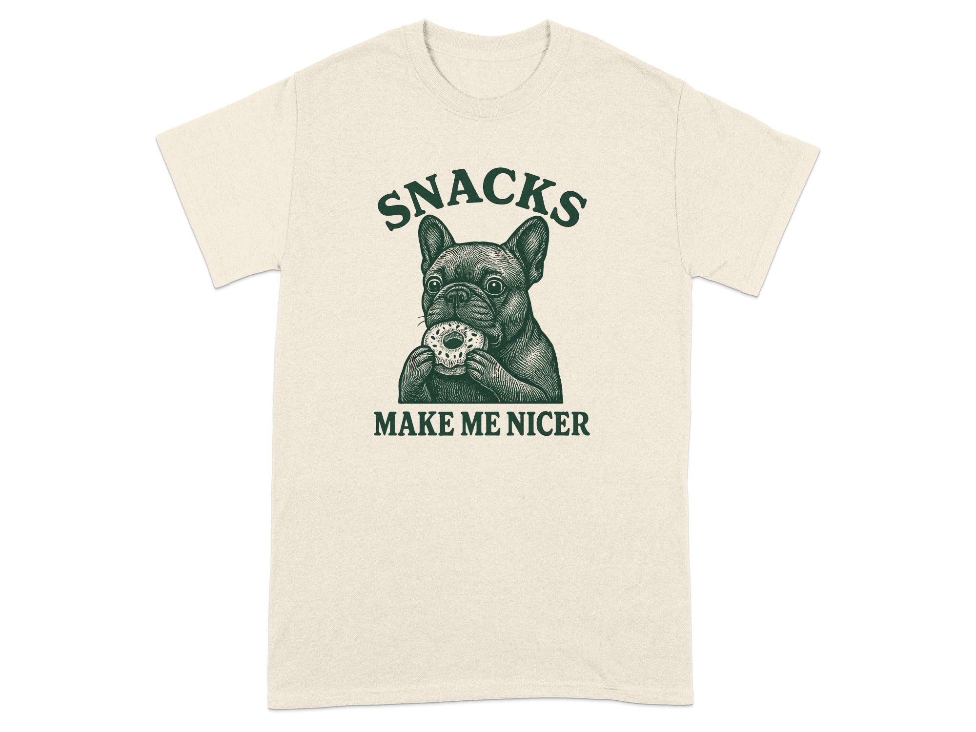 Snacks Make Me Nicer Funny Dog Illustration Shirt