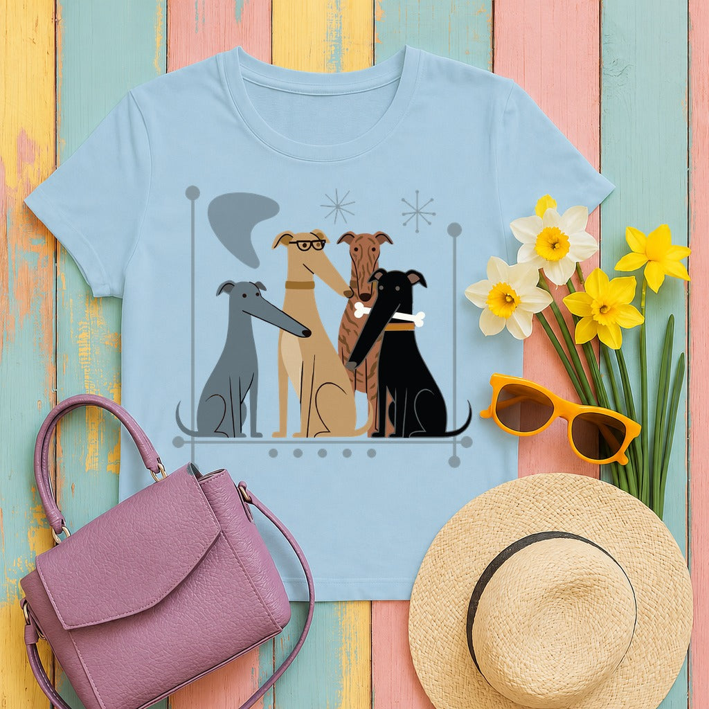 The Pack: Mid-Century Greyhound T-Shirt in Light Blue