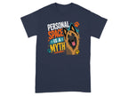 Navy t-shirt with a Belgian Malinois and text "Personal space is a myth".