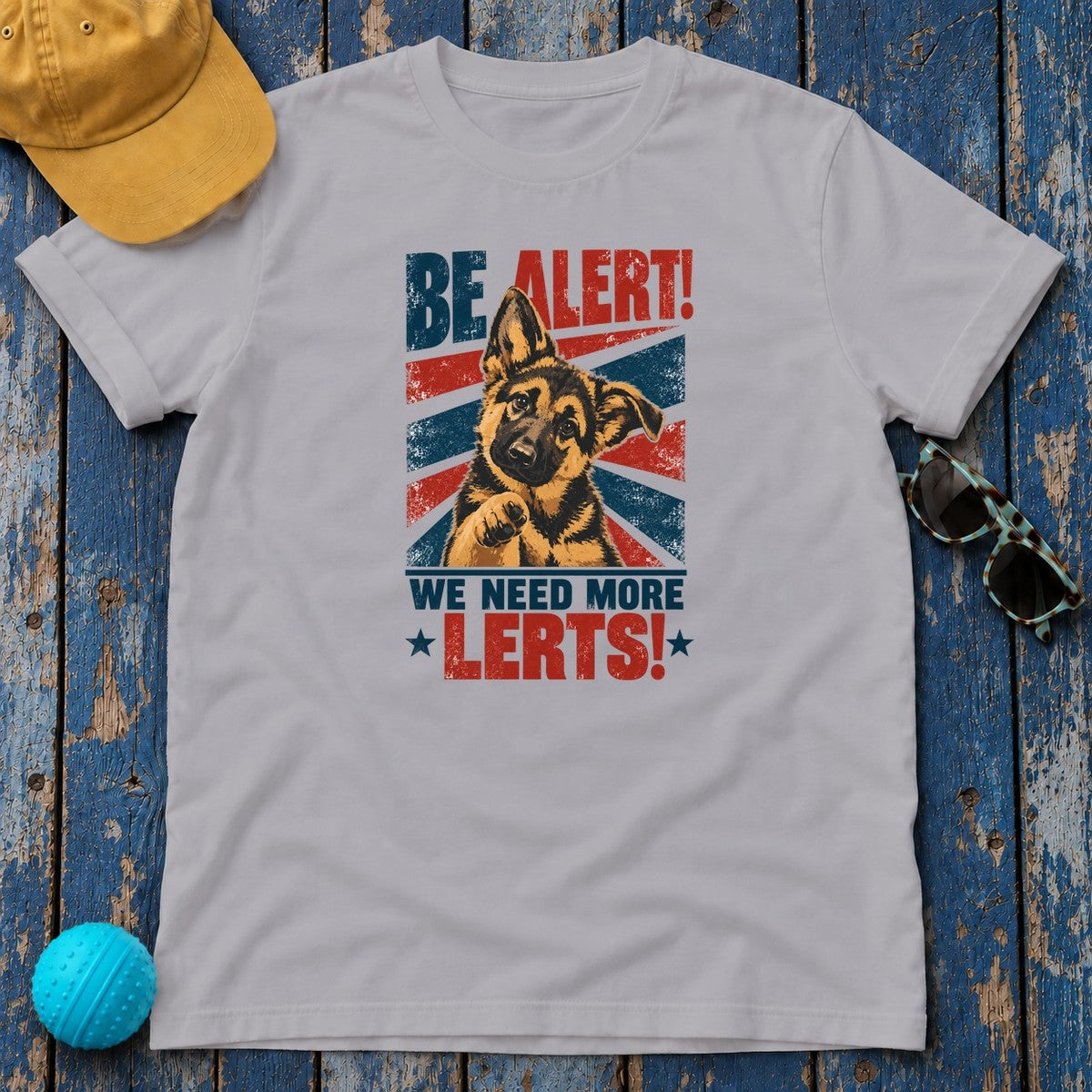 German Shepherd Be Alert We Need More Lerts Tee in Athletic Heather