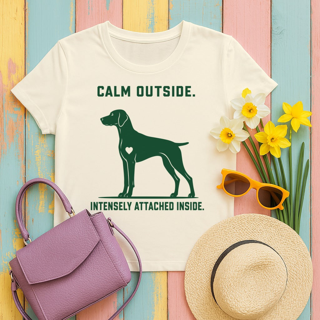 Calm Outside, Attached Inside Vizsla T-Shirt in Natural