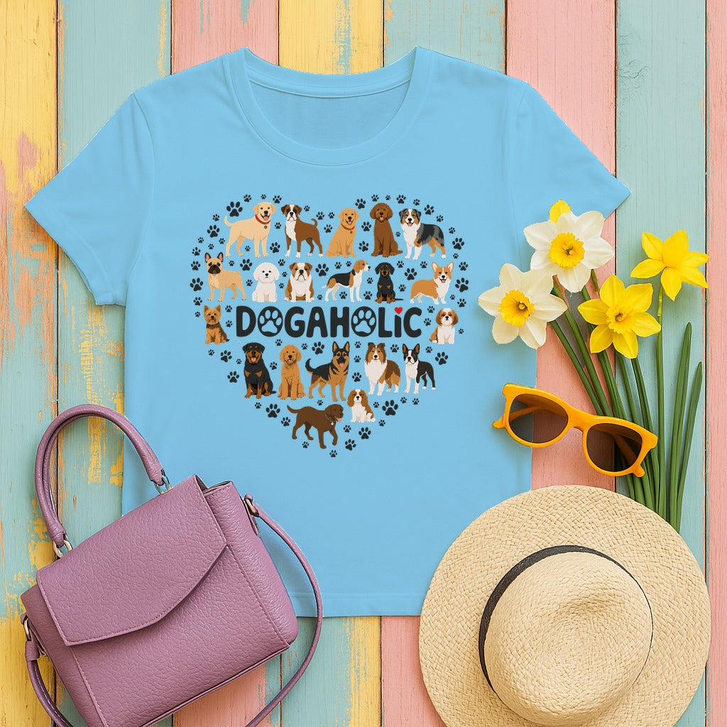 Dogaholic T-Shirt in Sky