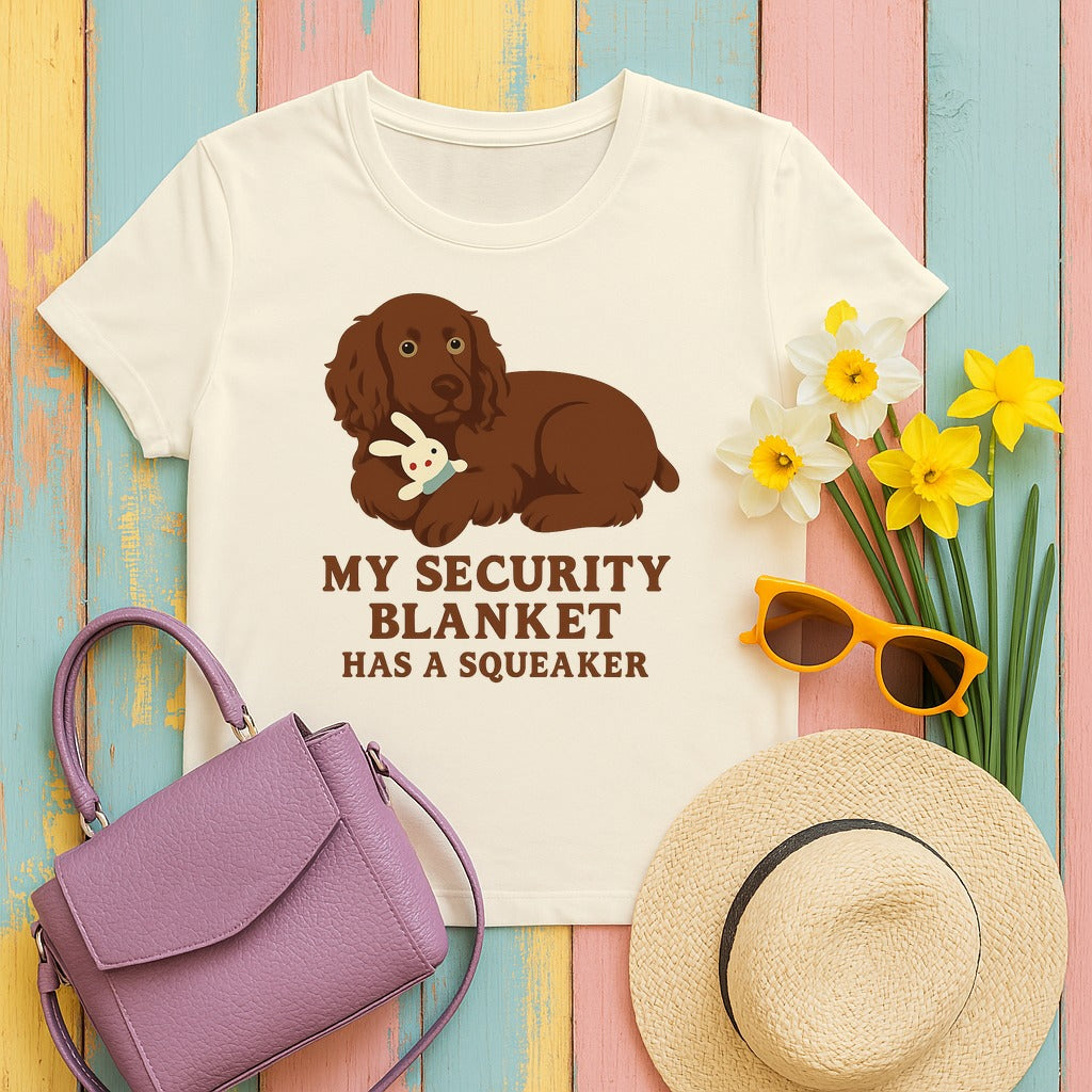 Boykin Spaniel Security Blanket Has a Squeaker T-shirt in Natural