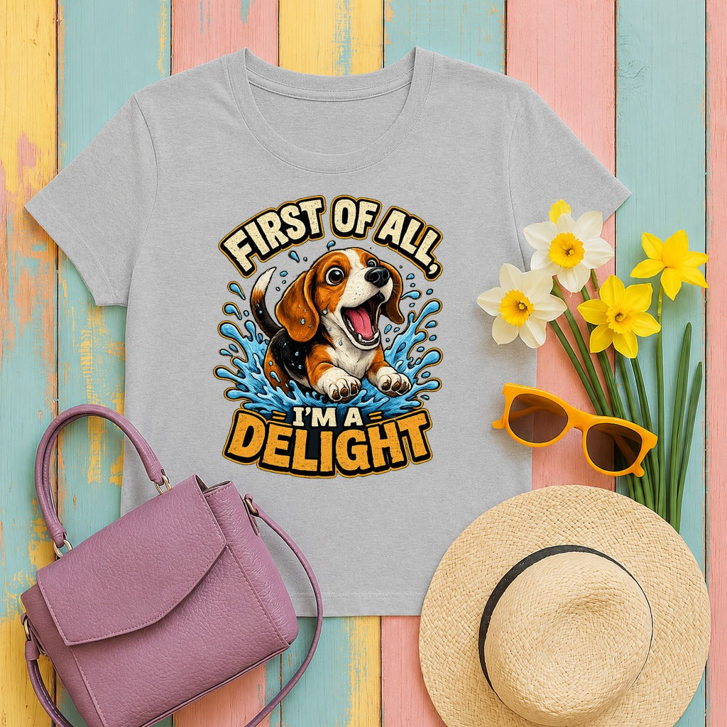 Delightful Beagle Splash T-Shirt in Sport Grey