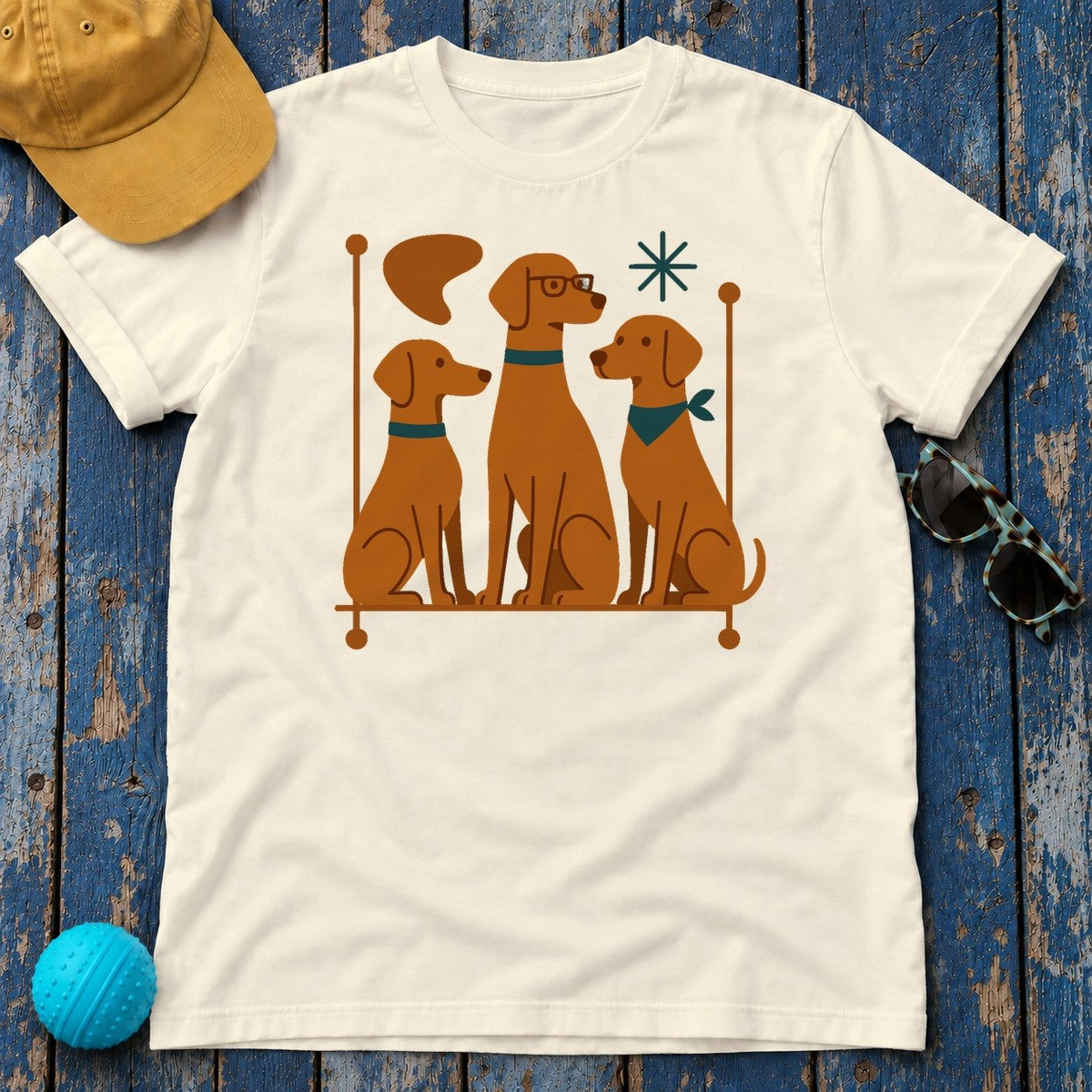 Mid-Century Vizsla T-Shirt in Natural