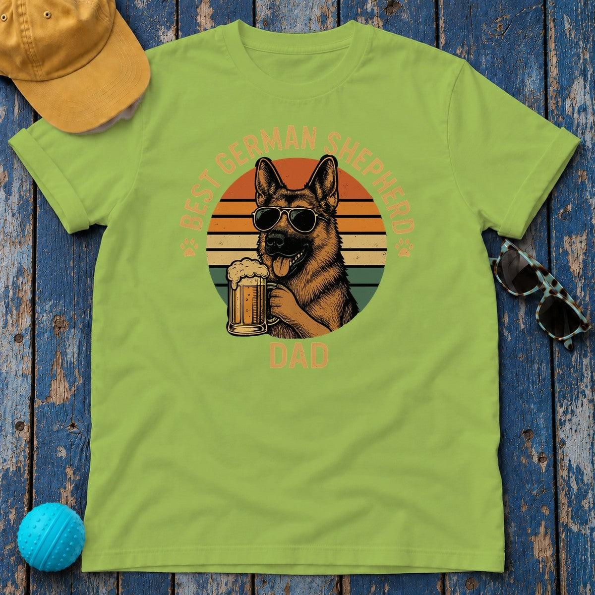 Best German Shepherd Dad Beer Lover Gift Funny T-Shirt in Kiwi