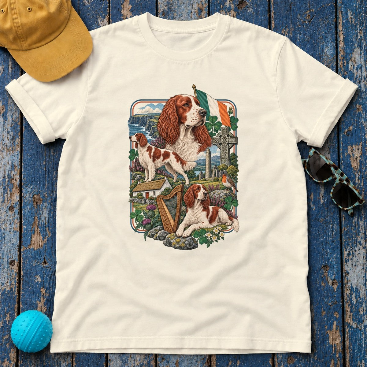 Irish Red and White Setter Ireland Heritage T-Shirt in Natural