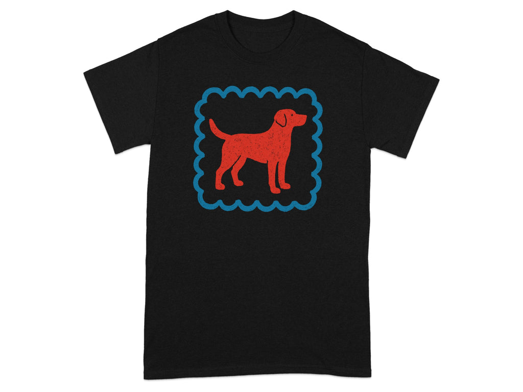 Red Dog Graphic Black T-Shirt Cool Canine Design