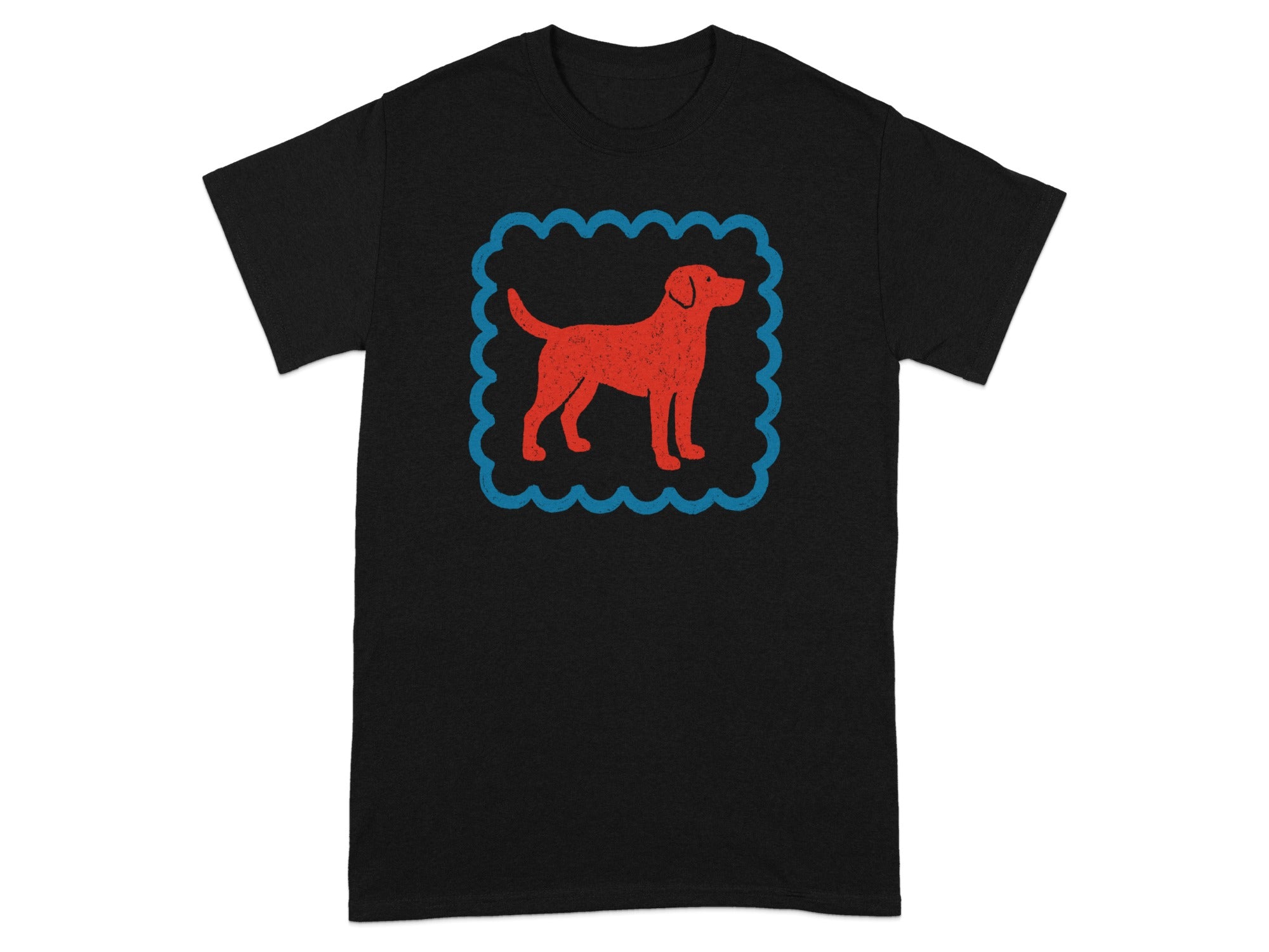 Red Dog Graphic Black T-Shirt Cool Canine Design