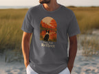 T-shirt with graphic of dog and text "Paws And Reflect"