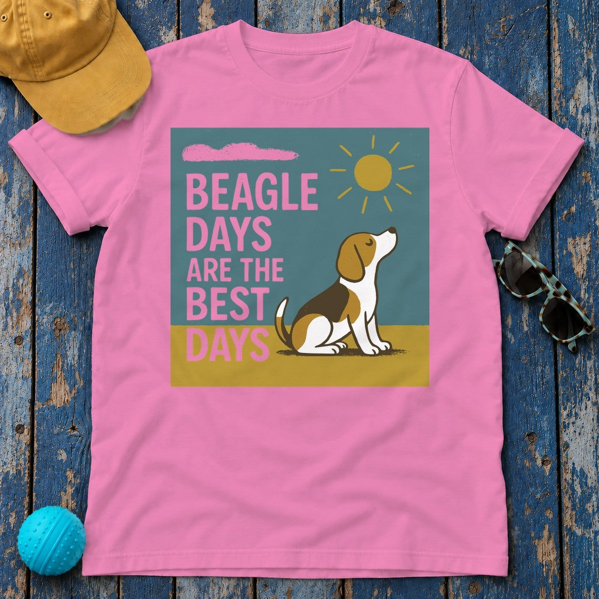 Beagle Days Retro Sunshine T-shirt in Azalea