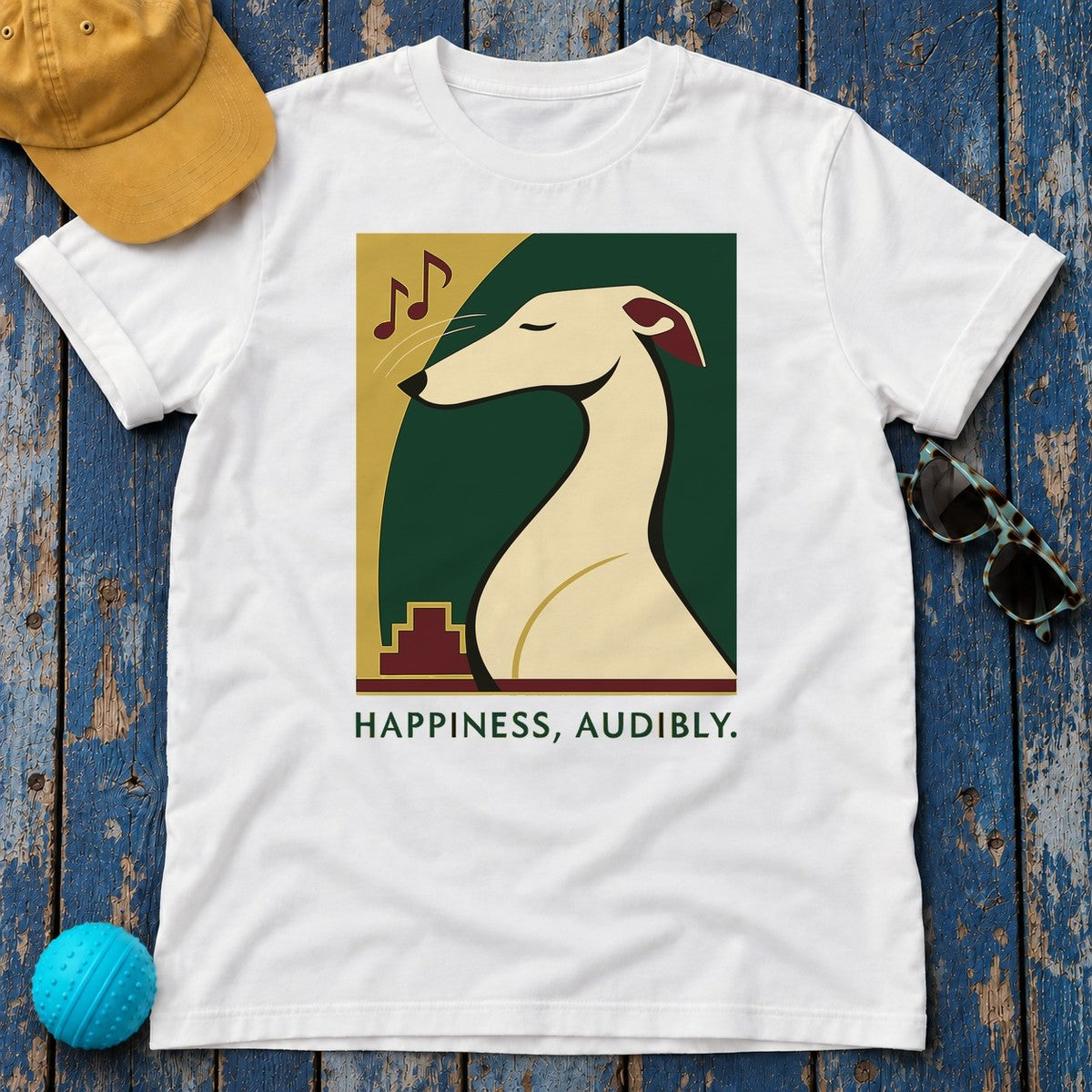 Greyhound Happiness Audibly Tee in White