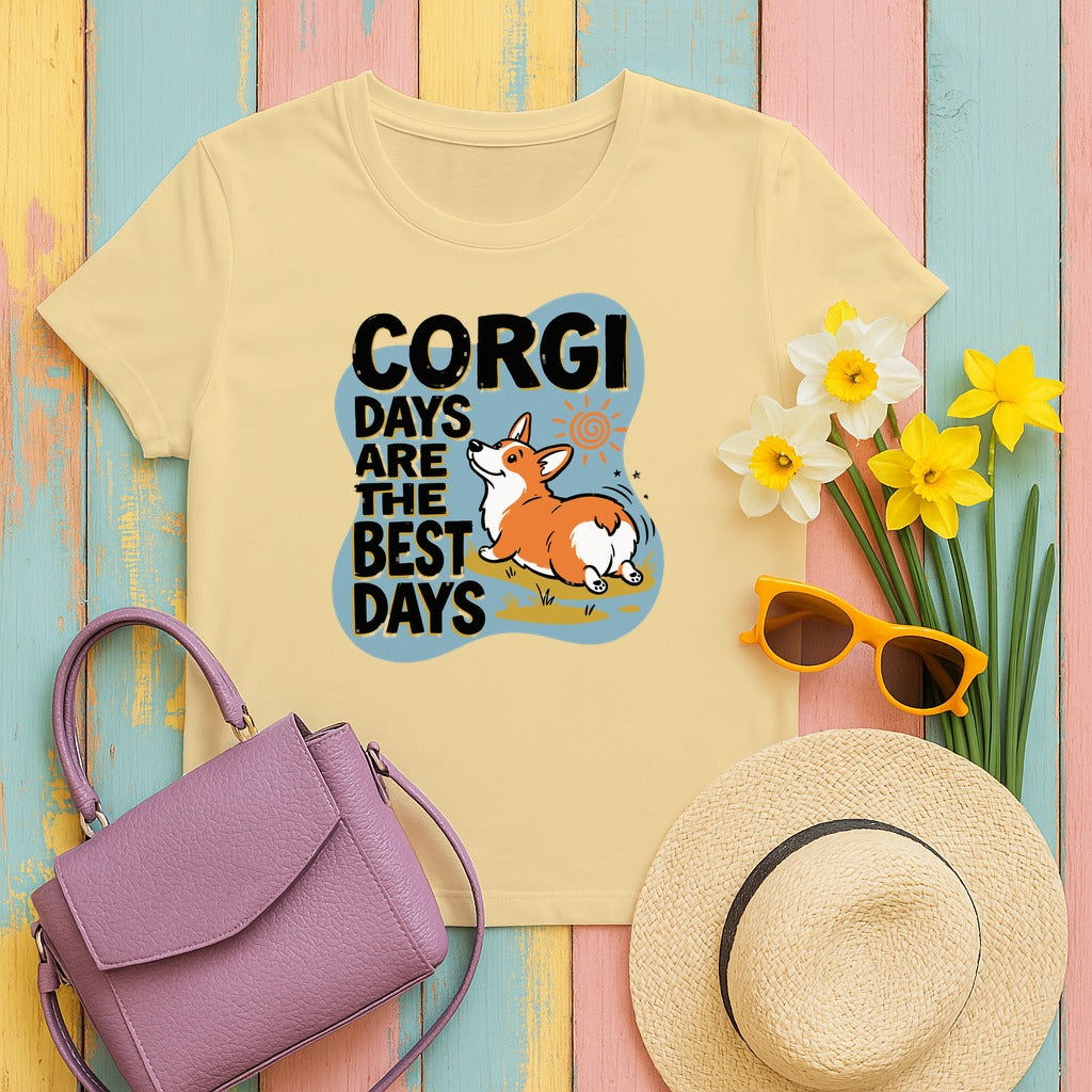 Corgi Days Are The Best Days T-Shirt in Yellow Haze