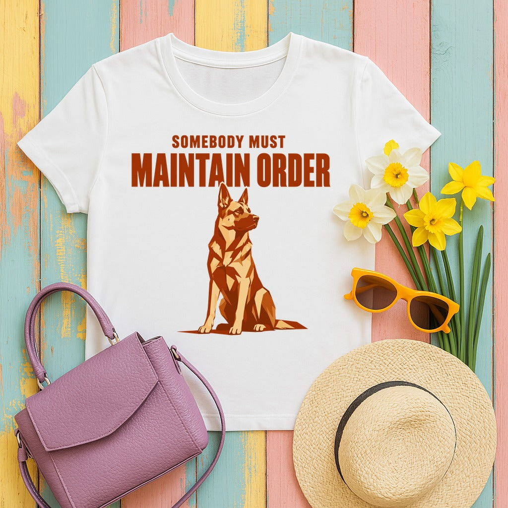 The Order Keeper German Shepherd T-Shirt in White