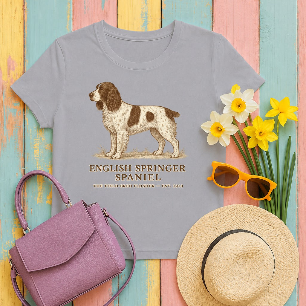 English Springer Spaniel Field Guide Tee in Athletic Heather